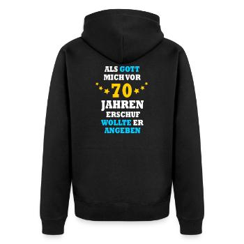 70 Jahre Frauen Männer 70. Geburtstag Geschenk - Unisex Premium Bio Zip Hoodie - Schwarz - Hinten - Nico (187cm)