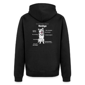 Anatomie eines Huskys süße Hunde lustiger Welpe - Unisex Premium Bio Zip Hoodie - Schwarz - Hinten - Nico (187cm)