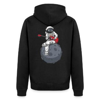 Gitarre - Unisex Premium Bio Zip Hoodie - Schwarz - Hinten - Nico (187cm)