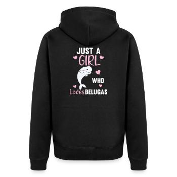 Juste une fille qui aime Les bélugas doux baleine - Veste à capuche bio Premium Unisexe - noir - Dos - Nico (187cm)