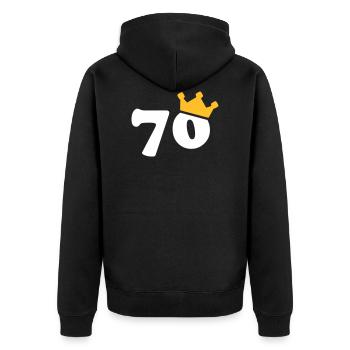 70 Krone 70 Geburtstag 70 Jahre - Unisex Premium Bio Zip Hoodie - Schwarz - Hinten - Nico (187cm)