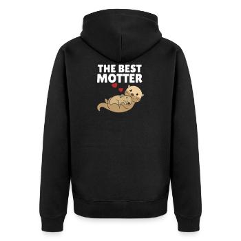 Best Motter Otter Worspiel für Mama süße Tiere - Unisex Premium Bio Zip Hoodie - Schwarz - Hinten - Nico (187cm)