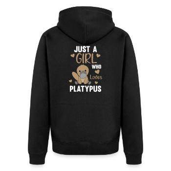 Nur ein Mädchen das Schnabeltiere liebt süße Tiere - Unisex Premium Bio Zip Hoodie - Schwarz - Hinten - Nico (187cm)