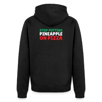 Italien Pizzas Italienisch keine Ananas auf Pizza - Unisex Premium Bio Zip Hoodie - Schwarz - Hinten - Nico (187cm)