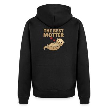 Best Motter Otter Worspiel für Mama süße Tiere - Unisex Premium Bio Zip Hoodie - Schwarz - Hinten - Nico (187cm)