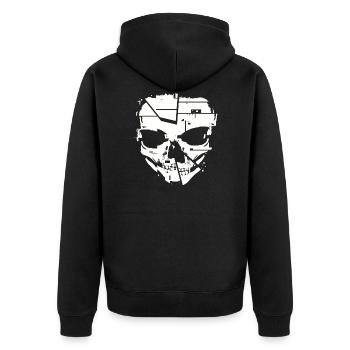 Glitch Horror Tekk Monster Skull - Unisex Premium Bio Zip Hoodie - Schwarz - Hinten - Nico (187cm)