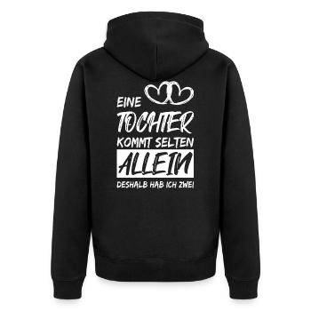 Stolzer Papa stolze Mama zwei Töchter - Unisex Premium Bio Zip Hoodie - Schwarz - Hinten - Nico (187cm)