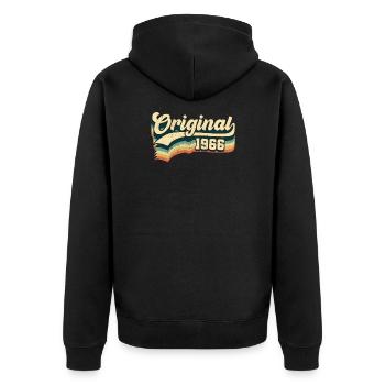 55. Geburtstag Geschenk Original Jahrgang 1966 - Unisex Premium Bio Zip Hoodie - Schwarz - Hinten - Nico (187cm)