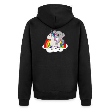 Koala Einhorn Regenbogen Tiere Koalas Einhörner - Unisex Premium Bio Zip Hoodie - Schwarz - Hinten - Nico (187cm)