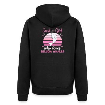 Nur ein Mädchen das Beluga Wale liebt süßer Wal - Unisex Premium Bio Zip Hoodie - Schwarz - Hinten - Nico (187cm)