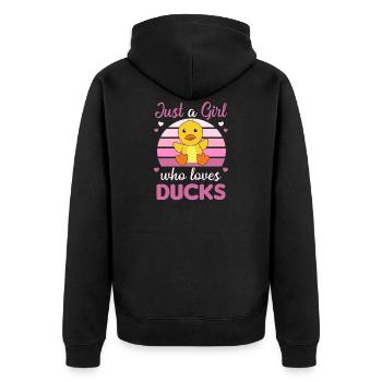 Une seule fille qui aime les canards - des animaux mignons canard - Veste à capuche bio Premium Unisexe - noir - Dos - Nico (187cm)
