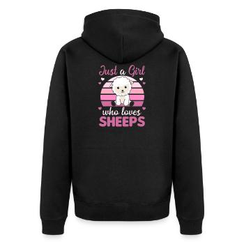 Nur ein Mädchen das Schafe liebt - süßes Schaf - Unisex Premium Bio Zip Hoodie - Schwarz - Hinten - Nico (187cm)