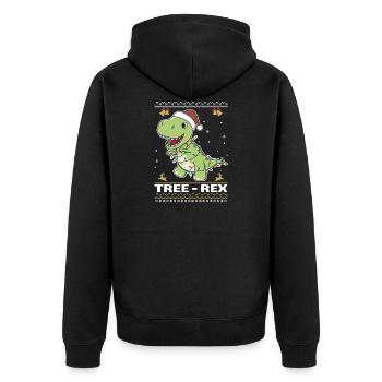 Tree-Rex lustiger Dinosaurier Wortspiel T-Rex - Unisex Premium Bio Zip Hoodie - Schwarz - Hinten - Nico (187cm)