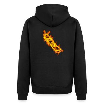 Fire Snowboard Snowboarder - Unisex Premium Organic Zip Hoodie - black - Back - Nico (187cm)