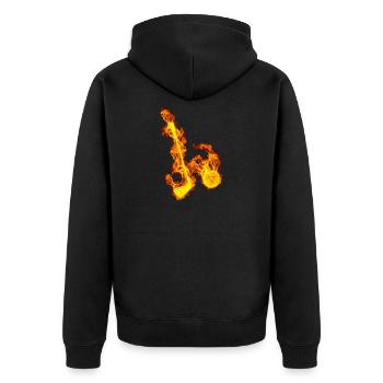 Feuer Golfer Golfball und Schläger - Unisex Premium Bio Zip Hoodie - Schwarz - Hinten - Nico (187cm)
