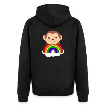 Affe Regenbogen Wolke süße Tiere für Kinder Affen - Unisex Premium Bio Zip Hoodie - Schwarz - Hinten - Nico (187cm)