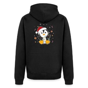 Manchots Noël neige hiver animaux pingouins - Veste à capuche bio Premium Unisexe - noir - Dos - Nico (187cm)