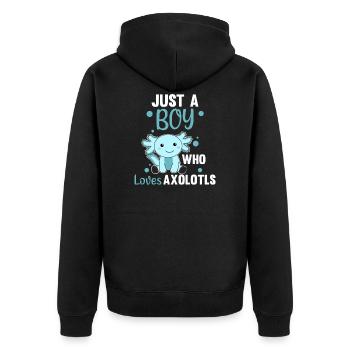 Axolotl Liebhaber süße Tiere für Jungen blau - Unisex Premium Bio Zip Hoodie - Schwarz - Hinten - Nico (187cm)
