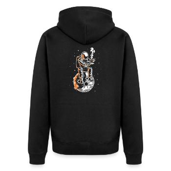 Astronaut With A Cup Of Tea Funny Coffee Lover - Unisex Premium Organic Zip Hoodie - black - Back - Nico (187cm)