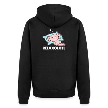 Relaxolotl Axolotl Liebhaber süße Tiere relaxen - Unisex Premium Bio Zip Hoodie - Schwarz - Hinten - Nico (187cm)