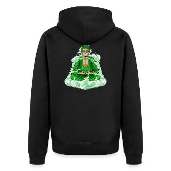 Weed Buddha Shirt - Unisex Premium Bio Zip Hoodie - Schwarz - Hinten - Nico (187cm)