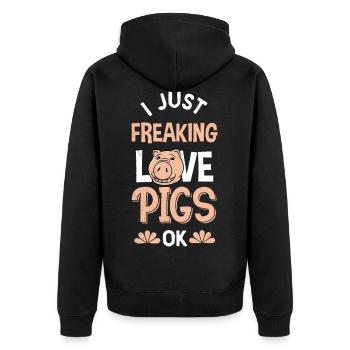 Porc cochons porcs porcins - Veste à capuche bio Premium Unisexe - noir - Dos - Nico (187cm)