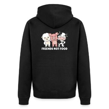 Friends not food vegan mouton vache - Veste à capuche bio Premium Unisexe - noir - Dos - Nico (187cm)