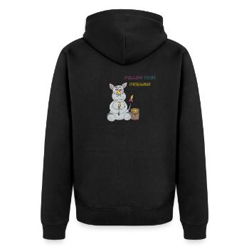 Horn - Unisex Premium Organic Zip Hoodie - black - Back - Nico (187cm)