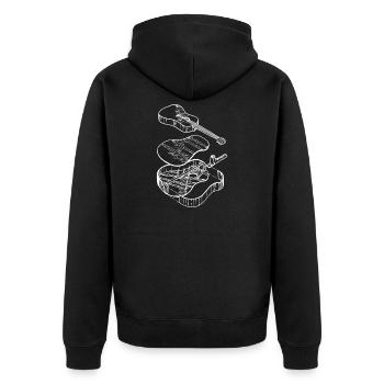 Klassische Akustische Gitarre Vintage Musik - Unisex Premium Bio Zip Hoodie - Schwarz - Hinten - Nico (187cm)