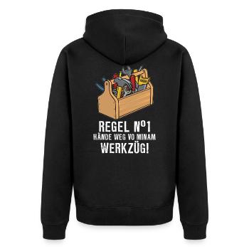 Handwerker Lustiger Spruch im Mundart Dialekt - Unisex Premium Bio Zip Hoodie - Schwarz - Hinten - Nico (187cm)