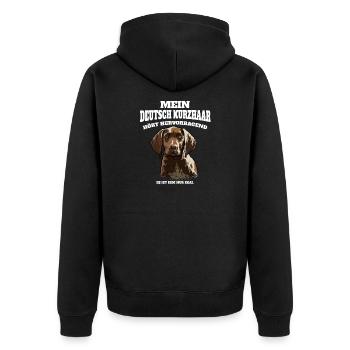Deutsch Kurzhaar Hört Hervorragend Ist Ihm Nur - Unisex Premium Bio Zip Hoodie - Schwarz - Hinten - Nico (187cm)