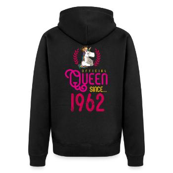 1962 Queen Einhorn - Veste à capuche bio Premium Unisexe - noir - Dos - Nico (187cm)