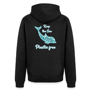 Umweltschutz Shirt Aktivist Plastikfrei Recycling - Unisex Premium Bio Zip Hoodie - Schwarz - Hinten - Nico (187cm)
