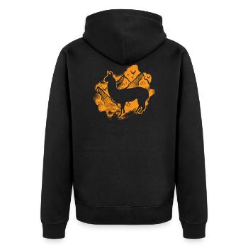Alpaka - Unisex Premium Bio Zip Hoodie - Schwarz - Hinten - Nico (187cm)