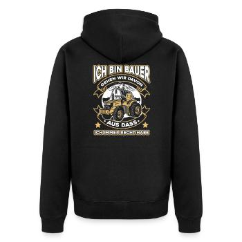 Landwirt Bauer Landwirtschaft - Unisex Premium Bio Zip Hoodie - Schwarz - Hinten - Nico (187cm)