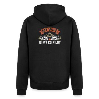 Wohnwagen Wohnmobil Caravan Camper - Unisex Premium Bio Zip Hoodie - Schwarz - Hinten - Nico (187cm)