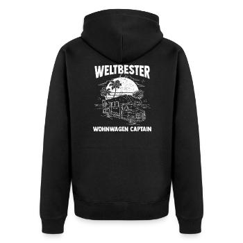 Wohnwagen Wohnmobil Caravan Camper - Unisex Premium Bio Zip Hoodie - Schwarz - Hinten - Nico (187cm)