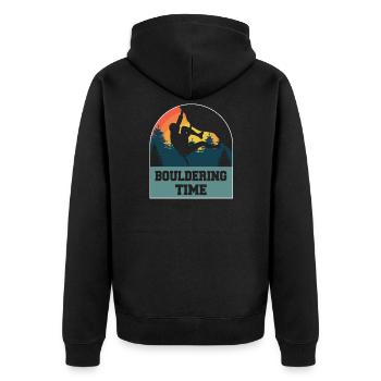 Bouldern - Unisex Premium Bio Zip Hoodie - Schwarz - Hinten - Nico (187cm)