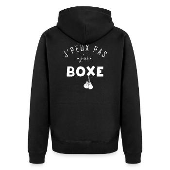 j peux pas j ai boxe - idée cadeau boxeur - Veste à capuche bio Premium Unisexe - noir - Dos - Nico (187cm)