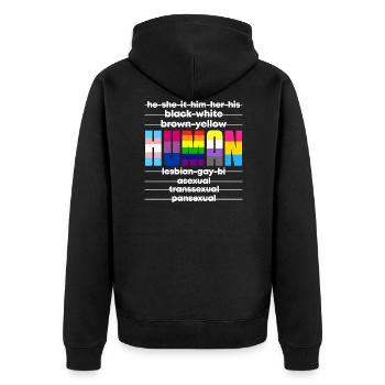 Human - Unisex Premium Bio Zip Hoodie - Schwarz - Hinten - Nico (187cm)