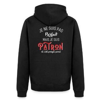 pas parfait mais patron - Veste à capuche bio Premium Unisexe - noir - Dos - Nico (187cm)