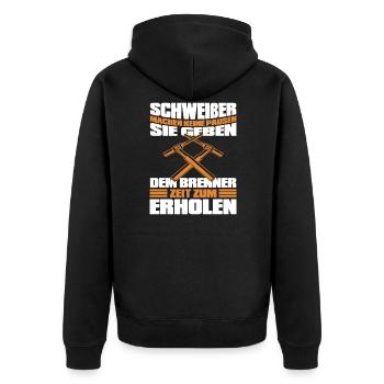 Schweißer Metallbauer Schweißen Metallbau - Unisex Premium Bio Zip Hoodie - Schwarz - Hinten - Nico (187cm)