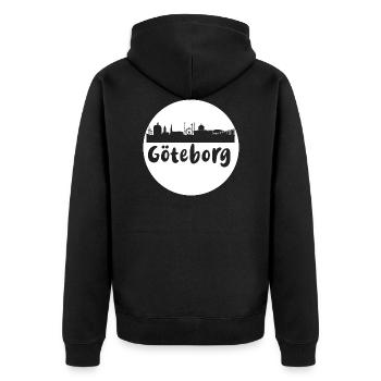 gothenburg,circle,skyline,white,sweden - Unisex Premium Organic Zip Hoodie - black - Back - Nico (187cm)