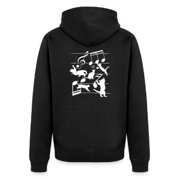Niedliche Katzen Kätzchen Musik Noten Musiker - Unisex Premium Bio Zip Hoodie - Schwarz - Hinten - Nico (187cm)
