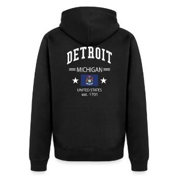 Detroit - Veste à capuche bio Premium Unisexe - noir - Dos - Nico (187cm)