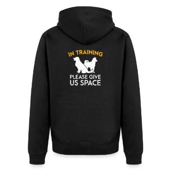 In Training Please Give Us Space Funny Dog Trainer - Unisex Premium Organic Zip Hoodie - black - Back - Nico (187cm)