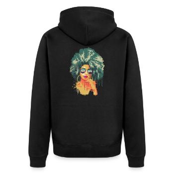 Vintage Retro Art 70's African American Black Afro - Unisex Premium Organic Zip Hoodie - black - Back - Nico (187cm)