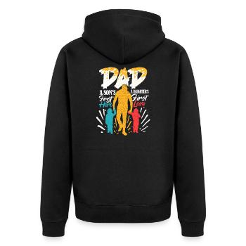 Fier père de jumeaux Papa Fête des pères - Veste à capuche bio Premium Unisexe - noir - Dos - Nico (187cm)