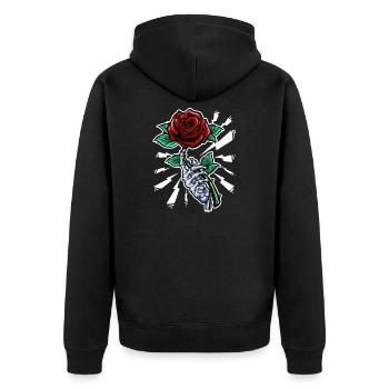 Tattoo Skeleton Hand Red Rose Flower - Unisex Premium Organic Zip Hoodie - black - Back - Nico (187cm)