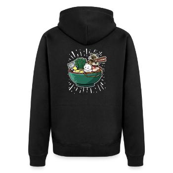 Bol de nouilles ramen japonais Kawaii Anime Cat - Veste à capuche bio Premium Unisexe - noir - Dos - Nico (187cm)